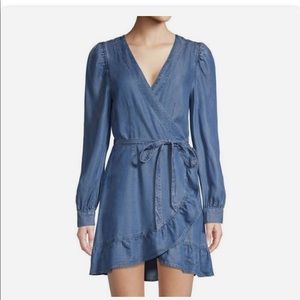 Paige Kendra wrap denim dress.